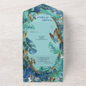 ブルーイッシュターコイズモン離れステラ&蝶 オールインワン招待状 (外側)