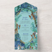 ブルーイッシュターコイズモン離れステラ&蝶 オールインワン招待状 (内側)