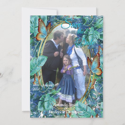 ブルーイッシュターコイズモン離れステラ&蝶 招待状 (正面)