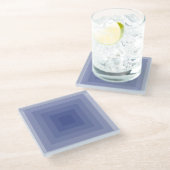 ブルーイッシュパープルスクエアジオメトリ ガラスコースター (アングル)