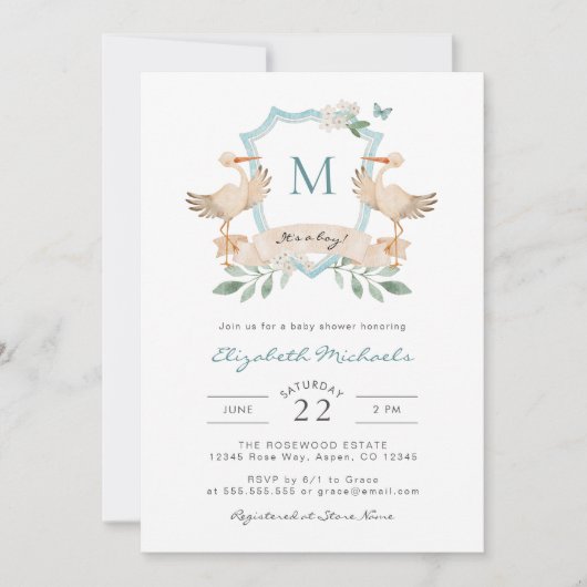 ブルーイットは男の子の赤ちゃんシャワー招待状 招待状 (正面)