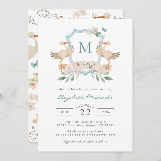 ブルーイットは男の子の赤ちゃんシャワー招待状 招待状 (正面/裏面)