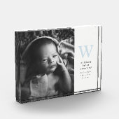 ブルーイニシャルシンプルの誕生のお知らせ フォトブロック (左)