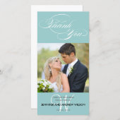 ブルーイニシャルス結婚クリプトありがとうフォトカード サンキューカード (正面/裏面)