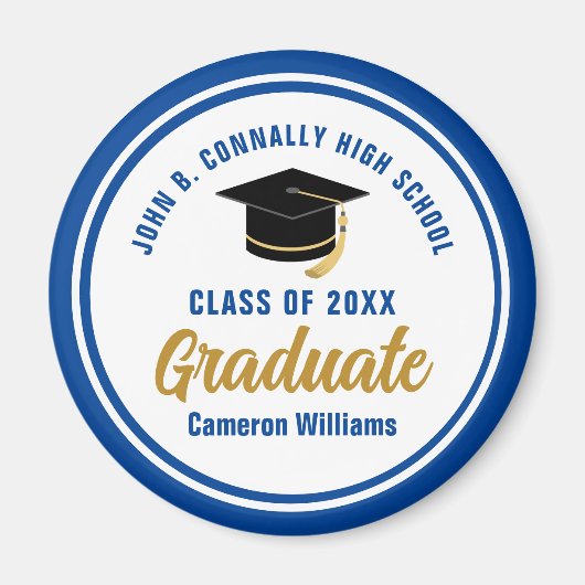 ブルーイパーソナライズされたズド2025年度卒業パーティー マグネット (正面)