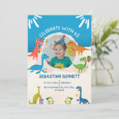 ブルーイラストレーション誕生日招待状 招待状 (スタンド正面)