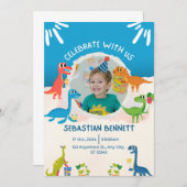 ブルーイラストレーション誕生日招待状 招待状 (正面/裏面)