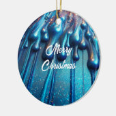 ブルーイリデッセント リキッドドリップ クリスマス セラミックオーナメント (左)