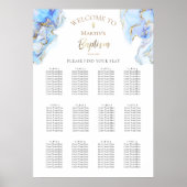 ブルーインクマーブルスプラッシュの洗礼式シーティングチャート ポスター (正面)