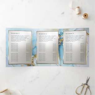 ブルーインク大理石三重 三つ折りカード