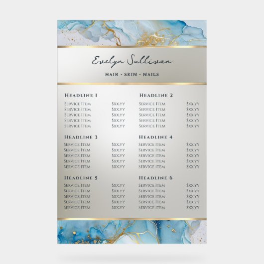 ブルーインク大理石価格表 アクリルサイン (正面)