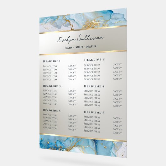 ブルーインク大理石価格表 アクリルサイン (傾斜)