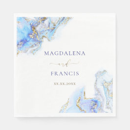 ブルーインク大理石結婚のナプキン スタンダードランチョンナプキン