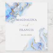 ブルーインク大理石結婚のワインラベル ワインラベル (シングルラベル)