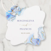 ブルーインク大理石結婚式の引き出物ラベル フェイバータグ (正面)