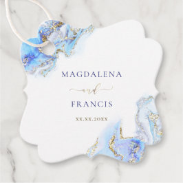 ブルーインク大理石結婚式の引き出物ラベル フェイバータグ