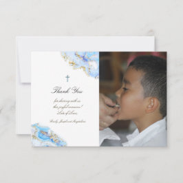 ブルーインク感謝してい大理石の最初の聖聖聖体 招待状