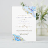 ブルーインク流体大理石結婚式招待状 招待状 (スタンド正面)