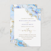 ブルーインク流体大理石結婚式招待状 招待状 (正面/裏面)