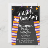 ブルーイングウィッチ足ハローウィンパーティ誕生日 招待状 (正面)