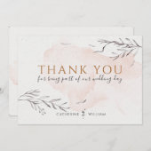 ブルーイングピーチウォーターカラーフラットサンキューカード サンキューカード (正面/裏面)