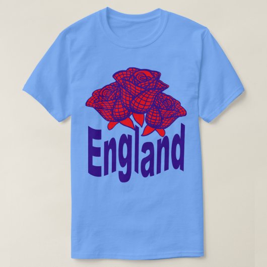 ブルーイングランド文字と抽象芸術英語バラ Tシャツ (デザイン正面)