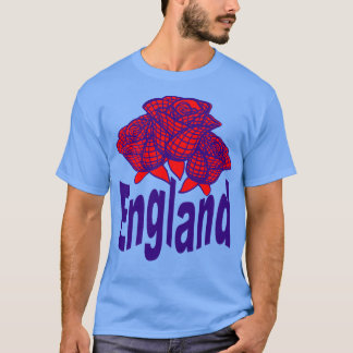 ブルーイングランド文字と抽象芸術英語バラ Tシャツ