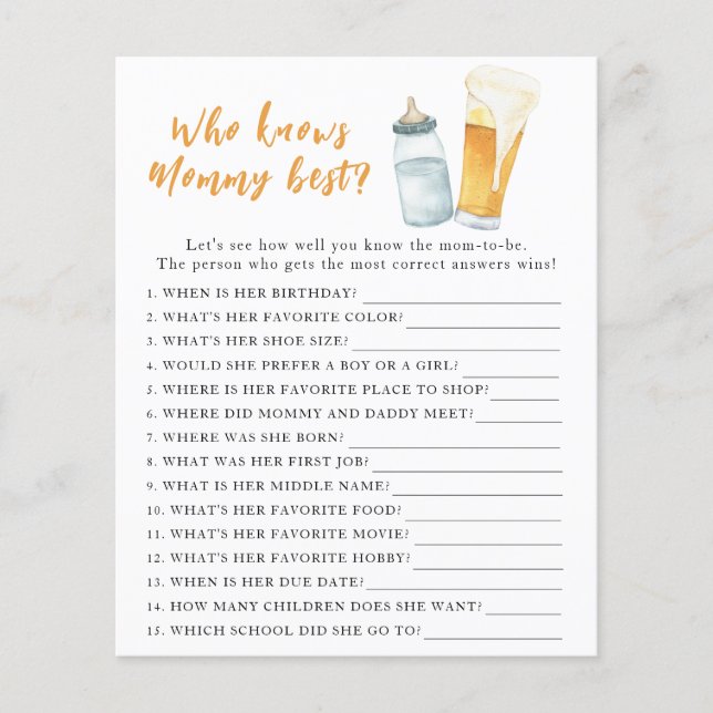 ブルーイング赤ちゃんシャワー – 誰がママ最高のを知る (正面)