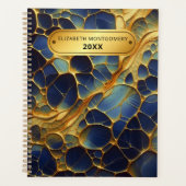 ブルーインジオーガニックゴに輝くゴールデンライン プランナー手帳 (正面)