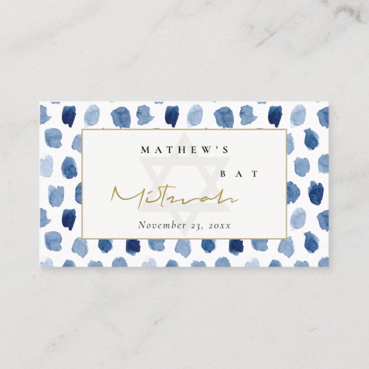 ブルーインジゴウォーターカラーバーバルミツワー座席表 名刺 (裏面)