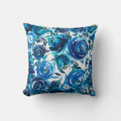 ブルーインジゴフローラ花みすぼらエレガントシック クッション (正面)