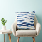ブルーインジゴ絞り染め絞りストライプ投げ枕 クッション (椅子)