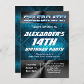 ブルーインダストリ10代のアルトゥイーンボーイズ誕生日 招待状 (正面/裏面)