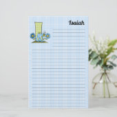 ブルーインチワームMongramレターIギンガムライン 便箋 (スタンド正面)