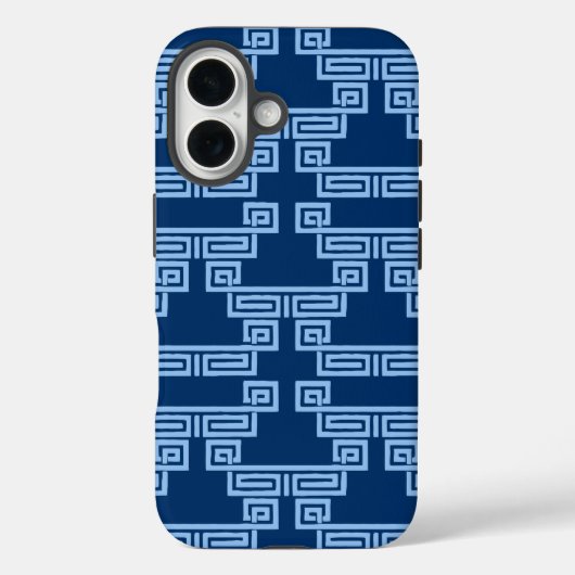 ブルーインディゴのギリシャキー・メアンダー・ティア Case-Mate iPhoneケース (裏面)