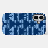 ブルーインディゴのギリシャキー・メアンダー・ティア Case-Mate iPhoneケース (裏面 (横))