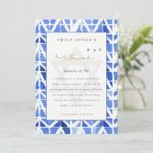 ブルーインディゴウォーターカラーシェブロンこうもりバー（ユダヤ教の）バル・ミツバー サンキューカード (スタンド正面)