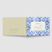 ブルーインディゴウォーターカラーシェブロンバーバルミツワー ゲストブック (全面)