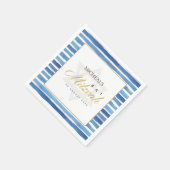 ブルーインディゴウォーターカラーストライプバーバルミツワー スタンダードカクテルナプキン (角)