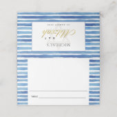 ブルーインディゴウォーターカラーストライプバーバルミツワー プレイスカード (外部開封)