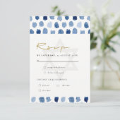 ブルーインディゴウォーターカラードットバーバルミツワーRSVP エンクロージャーカード (スタンド正面)