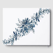 ブルーインディゴウォーターカラーフローラライン結婚アート ゲストブック (裏面)