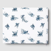 ブルーインディゴウォーターカラーフローラライン結婚アート ゲストブック (裏面)