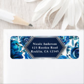 ブルーインディゴフローラエレガントフラワーズシ結婚ック ラベル (インサイチュ)