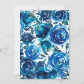 ブルーインディゴフローラエレガントフラワーズシ結婚ック 招待状 (裏面)