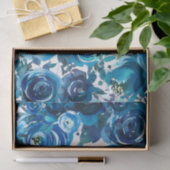 ブルーインディゴフローラモノグラムレターイニシャル 薄葉紙 (ギフト)