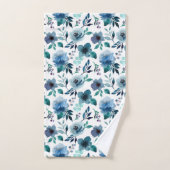 ブルーインディゴフローラ水色シームレスパターン バスタオルセット (ハンドタオル)