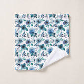 ブルーインディゴフローラ水色シームレスパターン バスタオルセット (ウォッシュタオル)