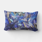 ブルーインディゴホワイトグレー抽象芸術幾何ストライプ ランバークッション (裏面)