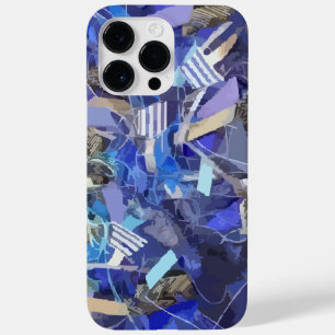 ブルーインディゴホワイトグレー抽象芸術幾何ストライプ Case-Mate iPhone 14 PRO MAXケース